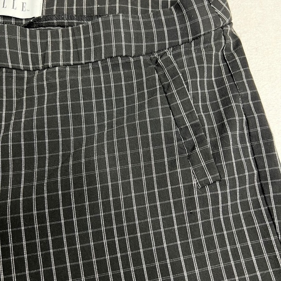 Elle Women's Large Black & White Plaid Crop Capri Pants - Picture 2 of 8